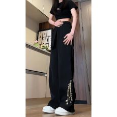 批发2026夏季新款<b class='q'>阔腿裤女</b>薄款国风刺绣时尚休闲直筒裤宽松显瘦潮