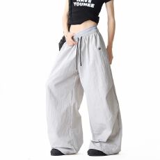 批发美式轻薄阔腿运动裤女男夏季垂感褶皱伞兵工装裤宽松<b class='q'>百搭</b>休闲长裤