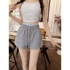 批发字母印花高腰显瘦假两件抽绳松紧短裤<b class='q'>休闲</b>裤<b class='q'>热裤</b>