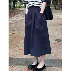 批发M-6XL 藏青色复古半身<b class='q'>裙</b>女夏季宽松百搭工装<b class='q'>伞</b><b class='q'>裙</b>高腰显瘦半身<b class='q'>裙</b>