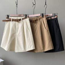 批发<b class='q'>西装</b>短裤女夏季韩版高腰宽松阔腿裤小个子休闲工装裤中裤五分裤子