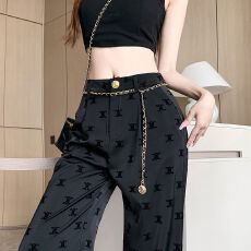批发立体植绒醋酸<b class='q'>缎面</b>阔腿裤子女夏薄款2026高腰垂感休闲直筒拖地长裤