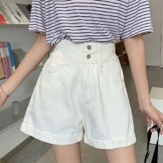 批发超高腰牛仔短裤<b class='q'>女</b>2026年新款春夏<b class='q'>韩版</b>显瘦宽松白色阔腿a字热裤ins