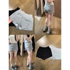 批发灰色运动休闲裤女装夏季气质百搭<b class='q'>显瘦</b>a字裤直筒短裤辣妹包臀热裤