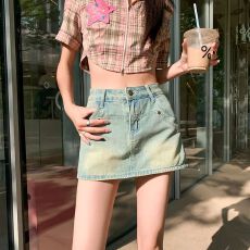 批发夏季新款小个子高腰包臀a字裤裙女显瘦防走光辣妹<b class='q'>牛仔</b>半身短裙裤