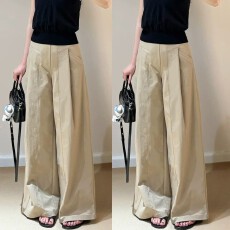 批发卡其色美式<b class='q'>西装</b>阔腿裤<b class='q'>女</b>夏季2026新款高腰垂感显瘦直筒春秋