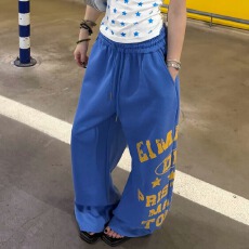 批发美式字母印花运动休闲卫<b class='q'>裤</b>女2026新款垂感百搭阔腿显瘦拖