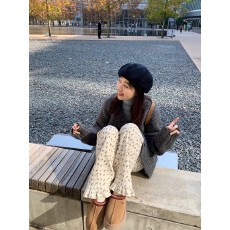 批发灯芯绒复合银狐绒400克#秋冬直筒<b class='q'>碎花</b>长<b class='q'>裤</b>子女阔腿花边小