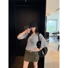 批发【莱赛尔35棉35涤纶30】韩系休闲蝙蝠袖正肩中袖T恤女夏季收腰