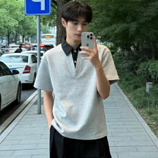 2026新款夏季条纹精致纽扣男款短袖POLO衫经典男装半袖