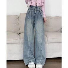 批发<b class='q'>牛仔</b>裤<b class='q'>女</b>秋冬新款设计感百搭原宿风垂感高腰宽松拖地阔腿<b class='q'>牛仔</b>裤潮