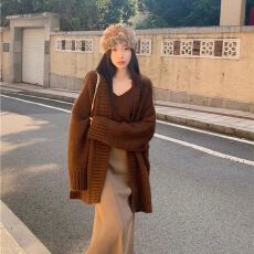 批发时尚软糯慵懒风毛衣开衫外套女秋冬2025新款吊带<b class='q'>背心</b><b class='q'>针织</b>衫两件套