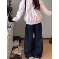 批发<b class='q'>韩版</b>ins复古直筒<b class='q'>牛仔裤</b><b class='q'>女</b>春季新款宽松显瘦阔腿裤垂<b class='q'>坠</b>感拖地长裤