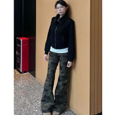 批发马蹄辣妹喇叭裤不<b class='q'>贴</b>腿新款显瘦美式微喇<b class='q'>牛仔裤</b><b class='q'>女</b>2025春秋复古迷彩