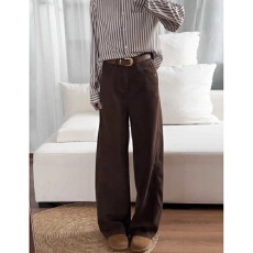 批发春季<b class='q'>新款</b>韩版ins复古咖啡色高腰牛仔<b class='q'>裤</b>女宽松显瘦阔腿直筒长<b class='q'>裤</b>子
