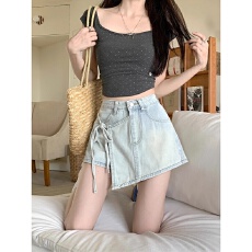 夏季新款辣妹半身裤裙高腰百搭小个子短裙牛仔短裤女不规则短裤裙