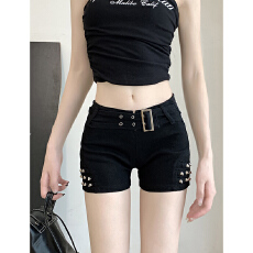批发辣妹设计感铆钉牛仔短<b class='q'>裤</b>女春夏季新款a字美式<b class='q'>提</b><b class='q'>臀</b>牛仔短热辣<b class='q'>裤</b>潮