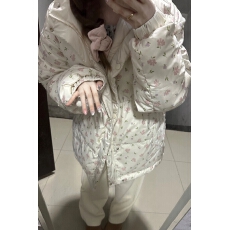 批发成品现货 双面穿碎花满印白鸭绒<b class='q'>羽绒服</b>棉服加厚保暖外套冬季韩版