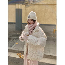 批发成品现货 双面穿碎花满印白鸭绒<b class='q'>羽绒服</b>棉服加厚保暖外套冬季韩版