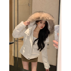 批发成品现货 收腰<b class='q'>羽绒服</b>女短款大毛领修身小个子白鸭绒加厚冬季外套