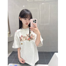 批发现货纯棉220克食毛+手感原版做法二本针+刺绣内里铺布宽松短袖潮