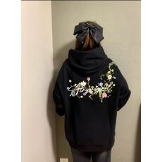 批发成品现货 原版做法 纯棉华棉320克布面+手感前后花卉刺绣宽松外套
