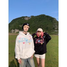 批发成品现货 原版做法 纯棉华棉320克布面+手感蝴蝶字母印花立体蝴蝶