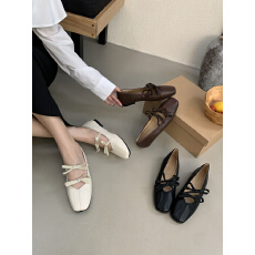 批发2025新款玛丽珍女鞋黑色小皮鞋平底法式芭蕾鞋软底蝴蝶结单鞋