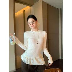 批发大码胖MM温柔蕾丝花边长袖内搭打底衫女秋<b class='q'>冬</b>2025新款修身显瘦上衣