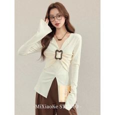 批发2025新款大码女装胖MM设计感小众交叉百搭别致显瘦上衣