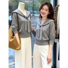 批发大码学院风套装女<b class='q'>秋</b>季胖妹妹海军领针织衫