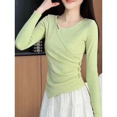 批发大码设计感保暖不规则长袖<b class='q'>T</b><b class='q'>恤</b>2025冬季新款打底衫女