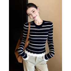 批发今年流行的爆款女装条纹针织打底衫2025新款冬季内搭<b class='q'>气质</b>女士上衣