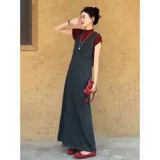 批发复古高级感无袖背心牛仔连衣裙女2025新款春<b class='q'>秋</b>宽松叠穿背带长裙子