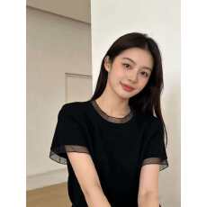 批发大胖MM黑色上衣正肩针织早<b class='q'>秋</b>短款气质打底衫显瘦小衫