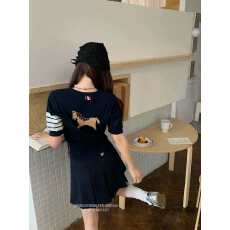 批发大码胖mm夏季薄款冰丝针织衫女短袖t恤小马印花圆领纯色洋气上衣