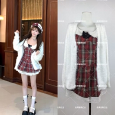 批发瑞茜·威瑟斯 热恋交响 秋季甜美学院风重工<b class='q'>修身</b>格纹<b class='q'>连衣裙</b>R3586W