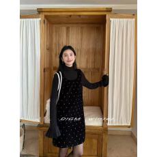 批发2025法式气质甜美重工<b class='q'>钉珠</b>闪闪丝绒背心<b class='q'>连衣裙</b>长袖内搭打底套装