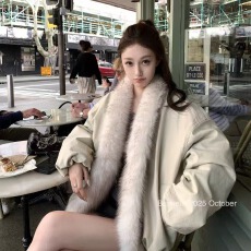 2025冬日恋歌'重工自留工装水洗拼毛领羽绒外套冬