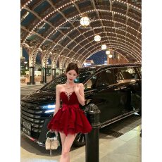 批发Catyears猫年 罗曼蒂克~圣诞主题小礼裙 复古红丝绒<b class='q'>连衣裙</b>+腰封