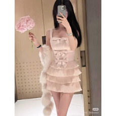 批发熊熊屋爱丽丝/2025 蕾丝网纱蝴蝶结<b class='q'>百褶</b>花边甜美白富美<b class='q'>连衣裙</b>