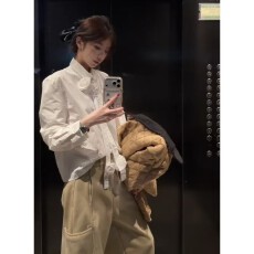 批发2026纯欲<b class='q'>衬衫</b>/减零甜美穿搭➕ 卡其色弯刀工装<b class='q'>牛仔</b>裤