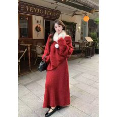 批发2026慵懒风立体花朵<b class='q'>不规则</b>下摆<b class='q'>针织衫</b>半身裙新款气质高级感套装