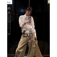 批发47bb纯欲衬衫/减零甜美穿搭➕ 卡其色弯刀工装牛仔裤