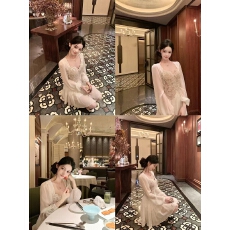 批发2026 Hotdog 热狗很辣蕾恋茶歇纯欲风性感蕾丝<b class='q'>连衣裙</b>气质显瘦裙子