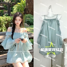 批发Hotdog 热狗2026很辣梦野长廊荷叶边花苞吊带裙女清冷气质<b class='q'>连衣裙</b>