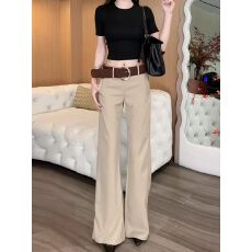 批发2026夏季辣妹黑色紧身T桖➕宽腰带<b class='q'>女</b>百搭显瘦垂感拖地宽松阔腿<b class='q'>裤</b>