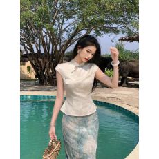 批发2026新中式国风EIA一尧一抹青云禅意两件套女夏松弛感清雅套装