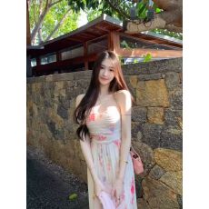 批发法式性感露背带胸垫印花<b class='q'>连衣裙</b>仙女夏季海边度假拍照超仙<b class='q'>长裙</b>