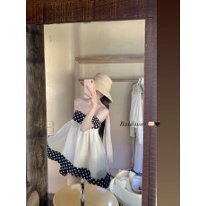 批发白水女 苏黎小赫本 法式复古波点抹胸<b class='q'>连衣裙</b>女春夏纯欲网纱短裙